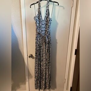 Large black and white one-piece halter jumpsuit size XL